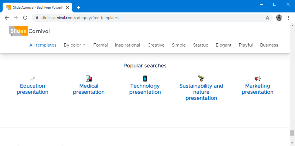 Search templates by popular searches