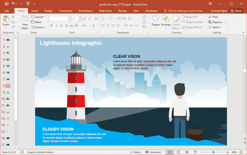 Animated Guide the Way Lighthouse PowerPoint Template