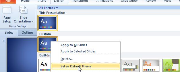 set default size theme powerpoint ppt templates