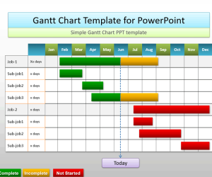 Simple Gantt Chart PowerPoint template slide design