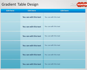 Simple Gradient Table Design Template for PowerPoint