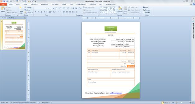 Simple Invoice PowerPoint Template