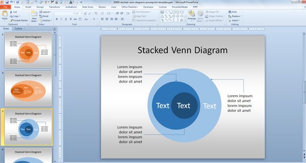 Example of simple circular venn diagram design with blue color