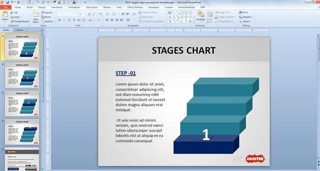 Free 3D Stair Line Stages for PowerPoint