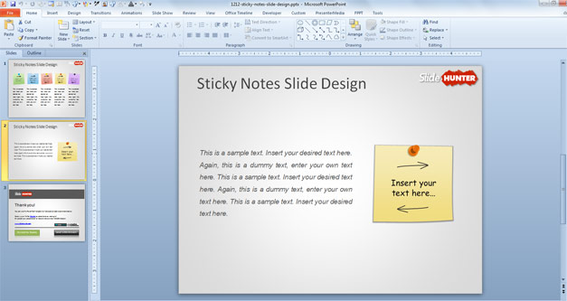 Free Sticky Notes PowerPoint Template with Colored Post Its