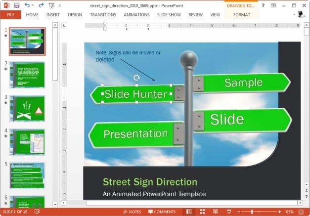 street sign animated template for powerpoint