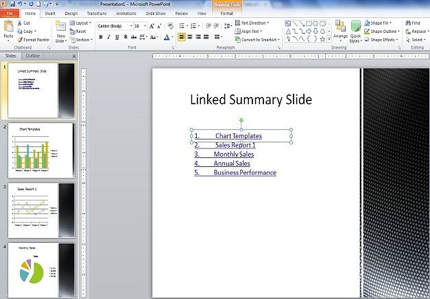 Create Table of Content in PowerPoint Presentation