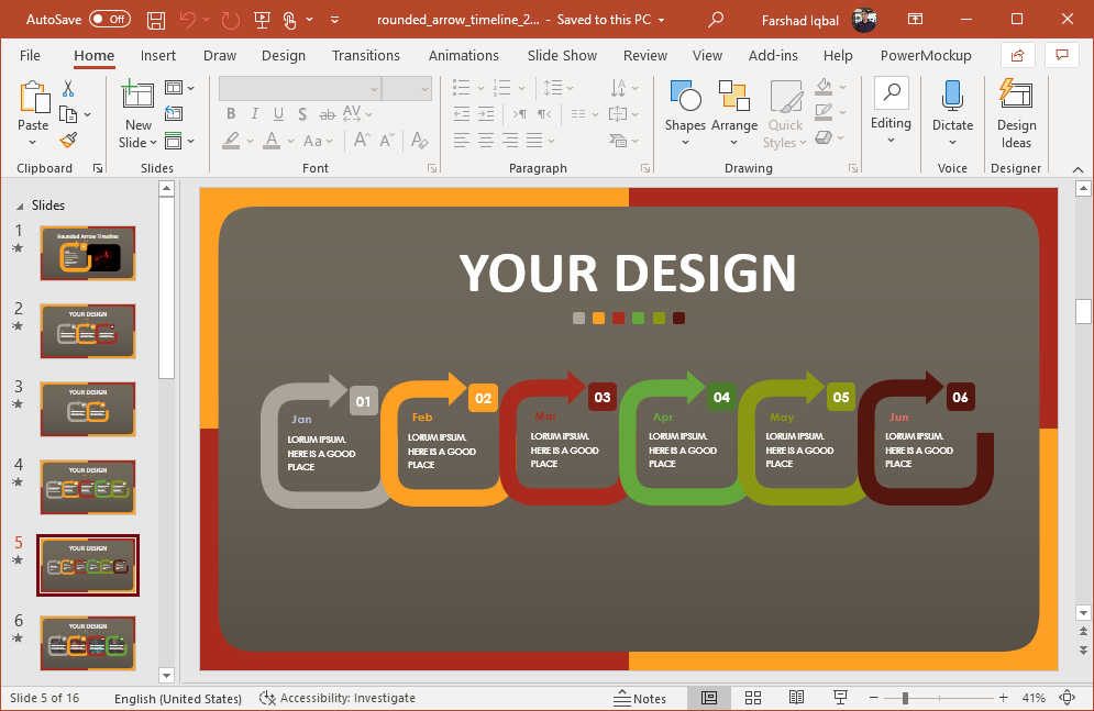 timeline slide with animated boxes