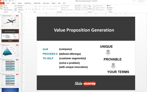 Unique Value Proposition Generator slide design