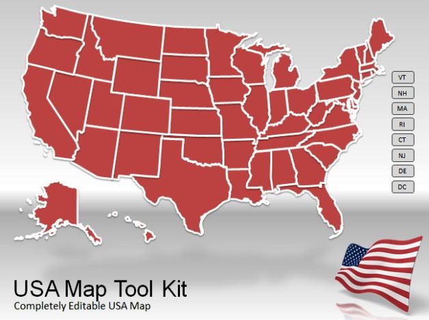 US Map template for PowerPoint with Toolkit