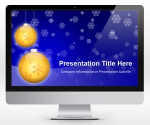 Widescreen Golden Balls PowerPoint Template for Christmas (16×9)