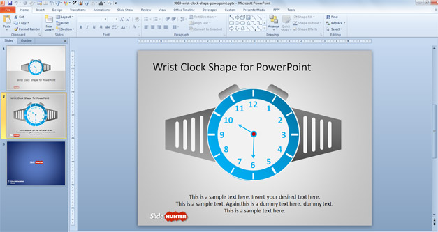 Free Wrist Clock shape for PowerPoint presentations