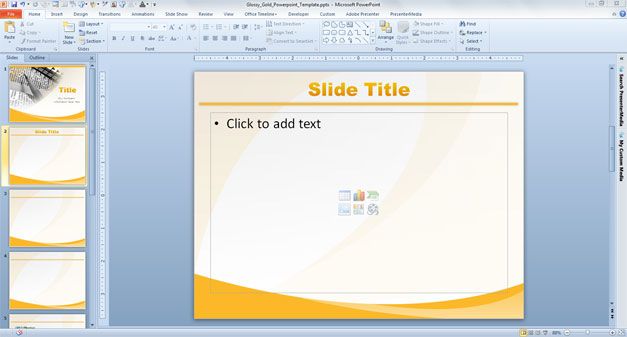 Free Glossy Gold PowerPoint Template with Yellow Background